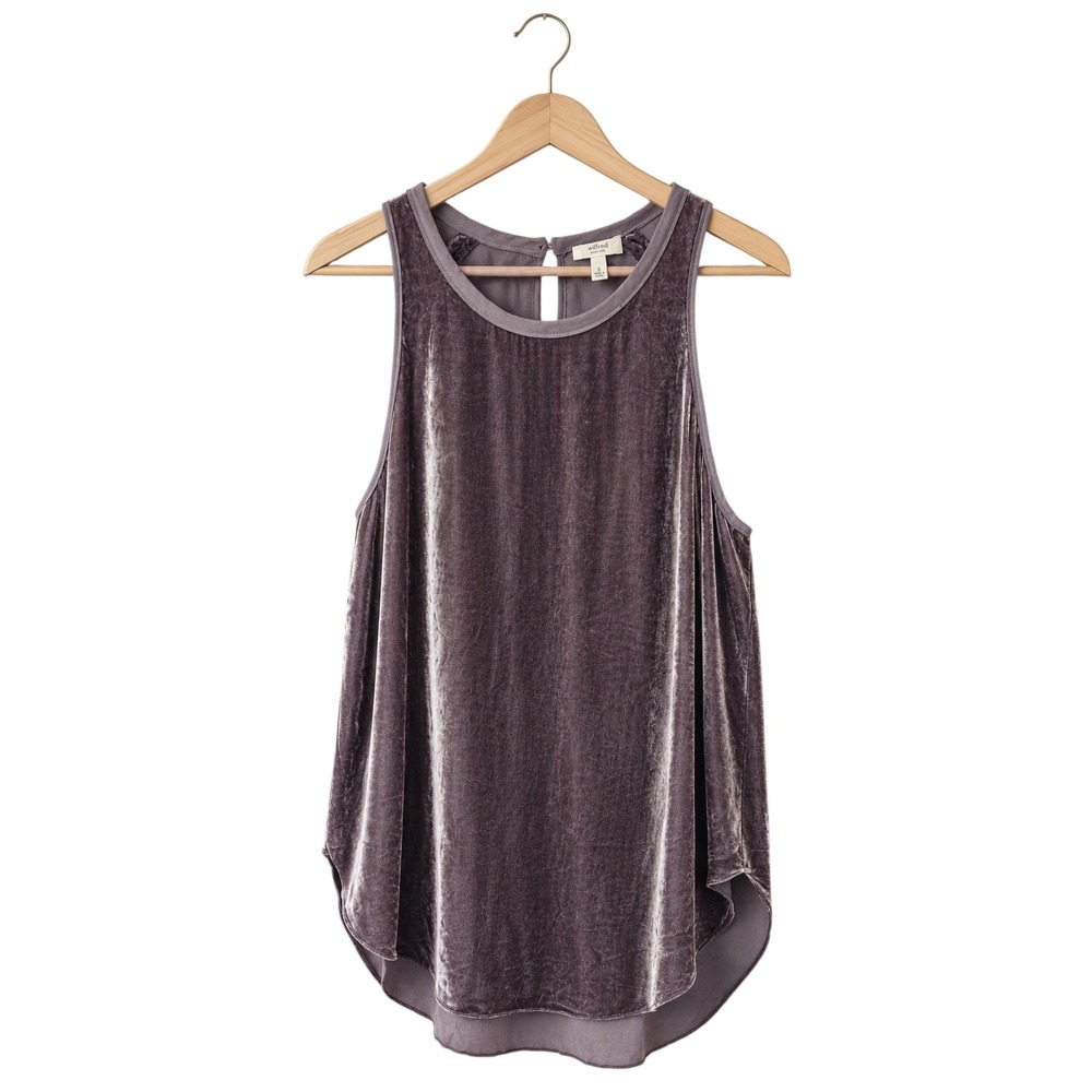 Wilfred Silk Blend Velvet Sleeveless Top S Lavender Grey Balletcore Minimalist